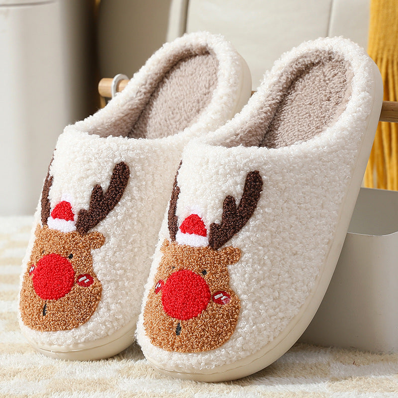 Wholesale New Christmas Elk Thick Anti-slip Cute Winter Cotton Slippers